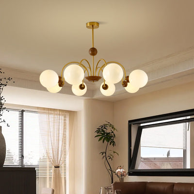 Modern Luxury Glass Copper Round 5/6/8 Light Chandelier For Living Room