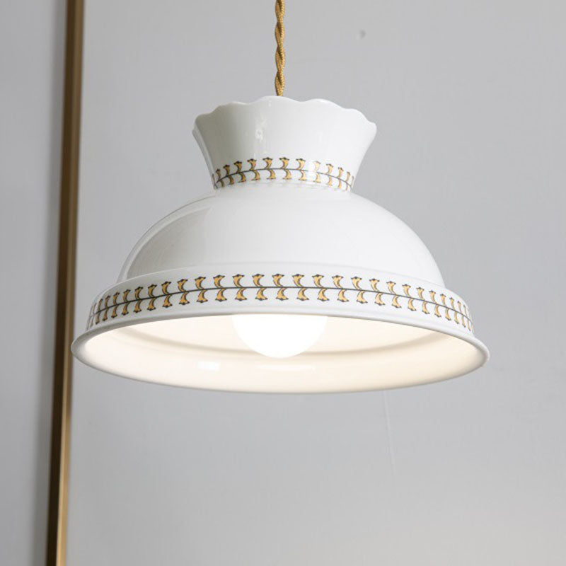 Contemporary Retro Ceramic Copper Bowled 1 - Light Pendant Light For Dining Room