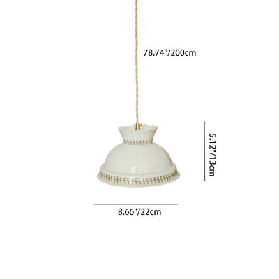 Contemporary Retro Ceramic Copper Bowled 1 - Light Pendant Light For Dining Room