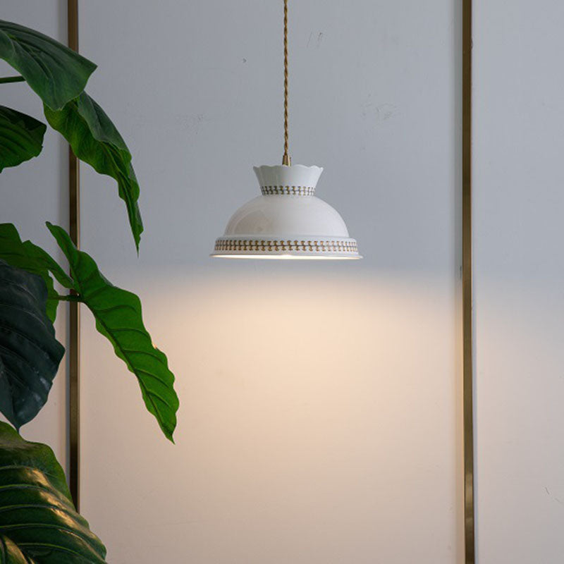Contemporary Retro Ceramic Copper Bowled 1 - Light Pendant Light For Dining Room