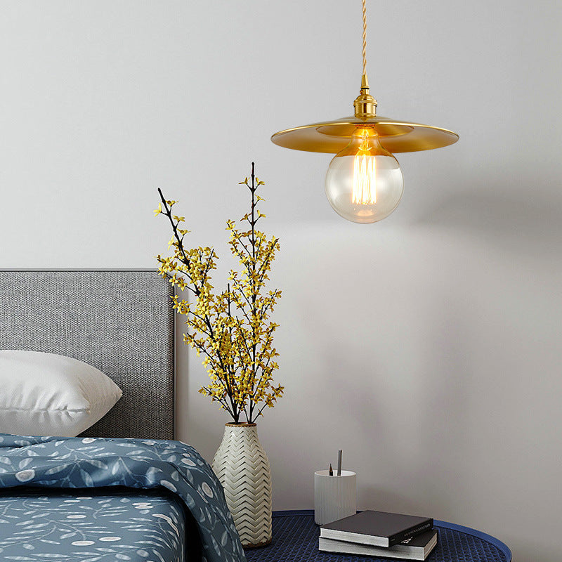 Zeitgenössische industrielle Kupfer-Glas-Lineare 1-Licht-Pendelleuchte für das Esszimmer 