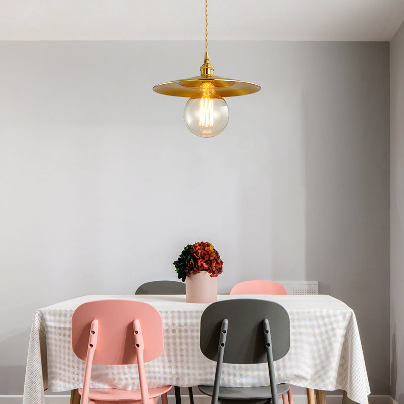 Contemporary Industrial Copper Glass Linear 1-Light Pendant Light For Dining Room