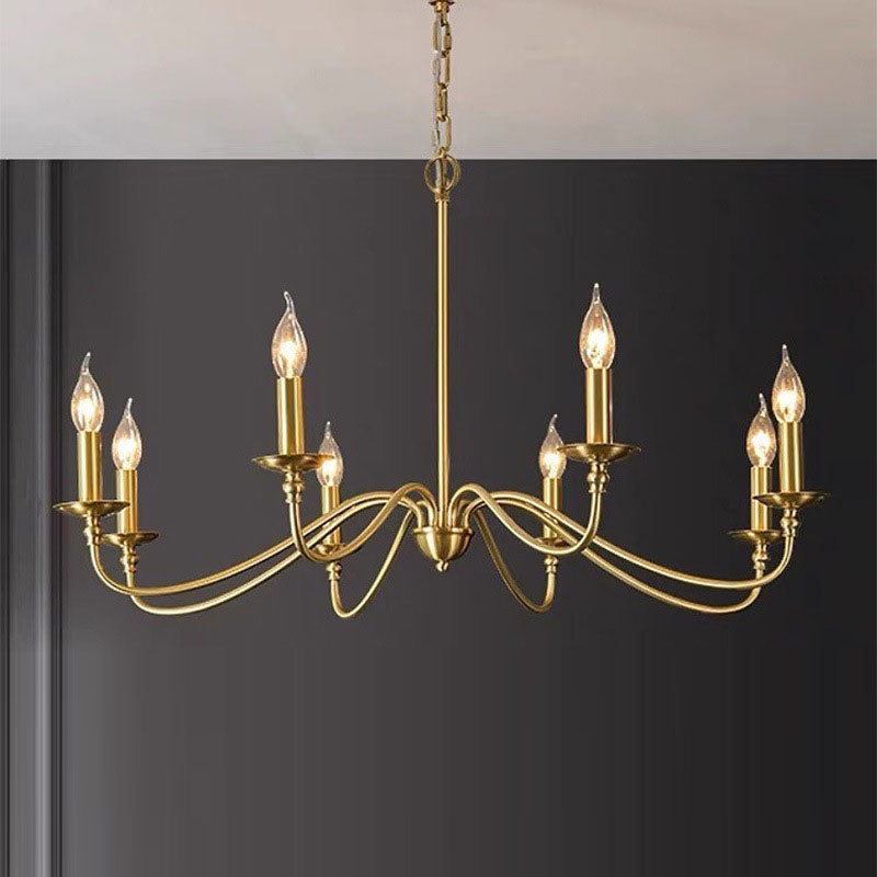 Zeitgenössischer Retro-Kupfer-Glas-Kerzenleuchter mit 4/6/8 Lichtern für das Wohnzimmer 
