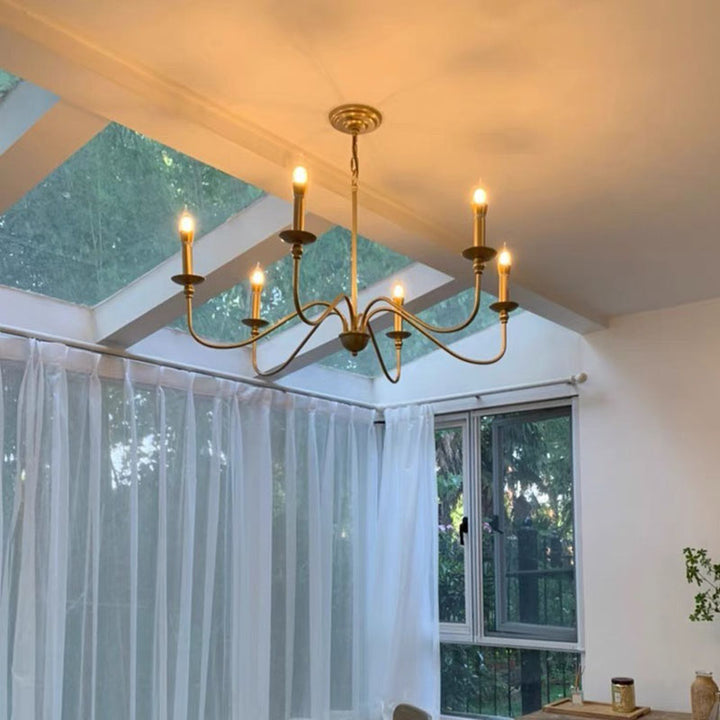 Zeitgenössischer Retro-Kupfer-Glas-Kerzenleuchter mit 4/6/8 Lichtern für das Wohnzimmer 