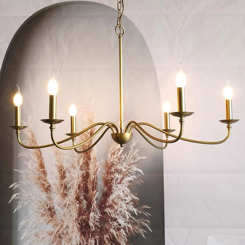 Zeitgenössischer Retro-Kupfer-Glas-Kerzenleuchter mit 4/6/8 Lichtern für das Wohnzimmer 