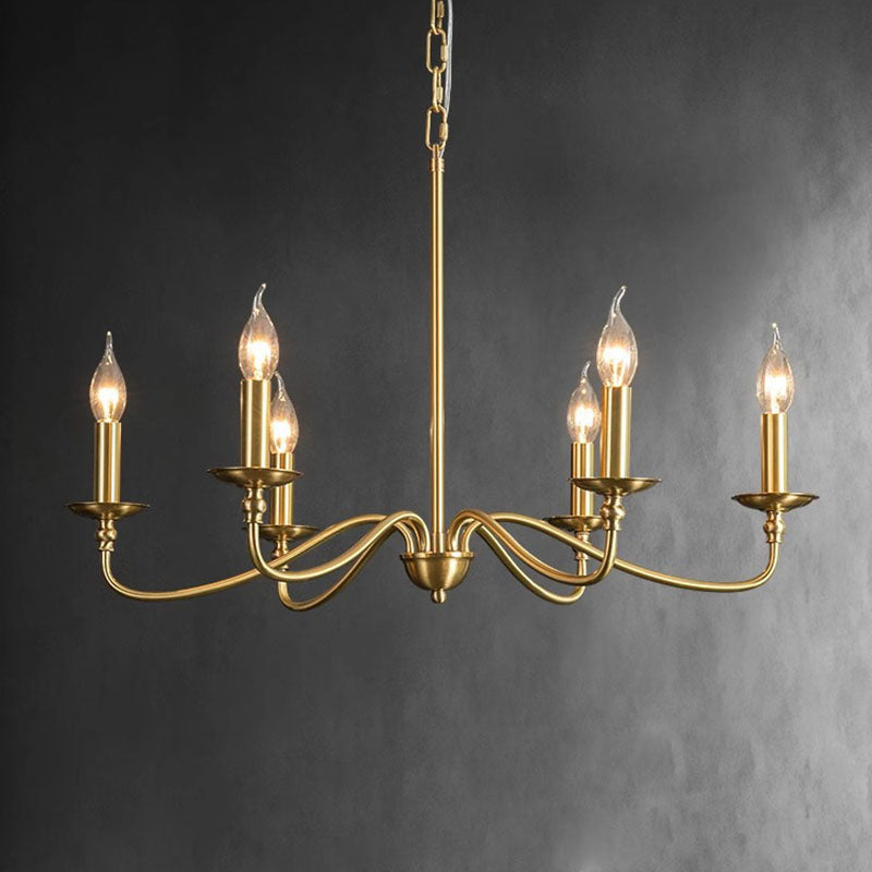Zeitgenössischer Retro-Kupfer-Glas-Kerzenleuchter mit 4/6/8 Lichtern für das Wohnzimmer 