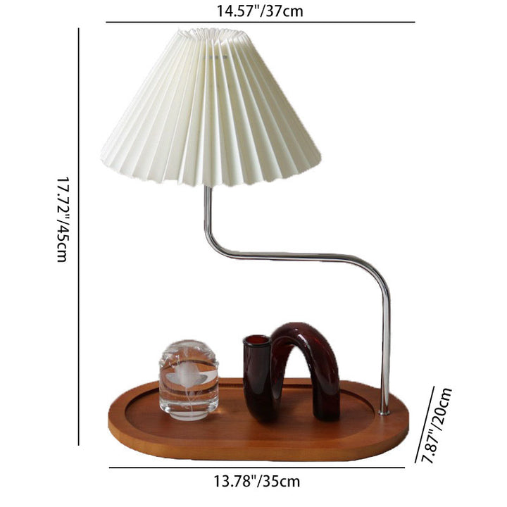 Lampe de table 1 lumière avec parapluie en tissu de fer en bois vintage traditionnel pour chambre 