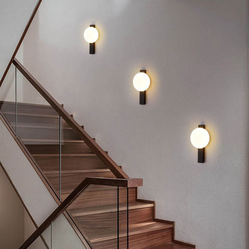 Modern Minimalist Iron Plastic Round LED Wall Sconce Lamp For Bedroom