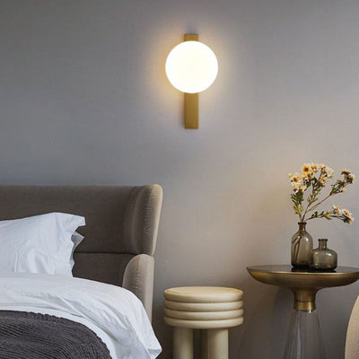 Modern Minimalist Iron Plastic Round LED Wall Sconce Lamp For Bedroom