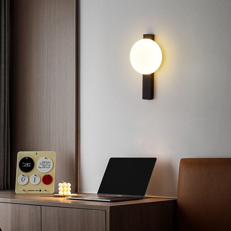 Modern Minimalist Iron Plastic Round LED Wall Sconce Lamp For Bedroom