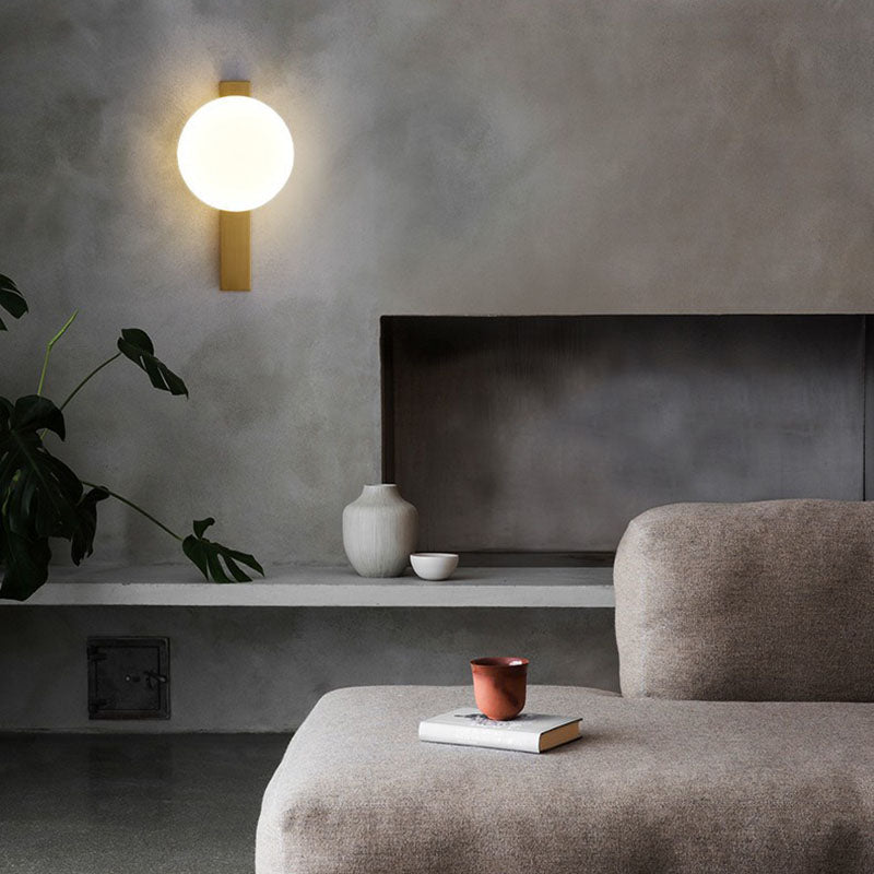 Modern Minimalist Iron Plastic Round LED Wall Sconce Lamp For Bedroom