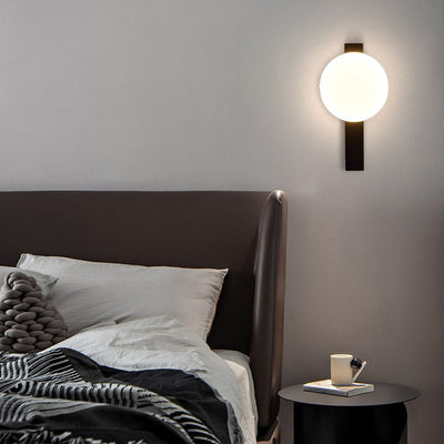Modern Minimalist Iron Plastic Round LED Wall Sconce Lamp For Bedroom