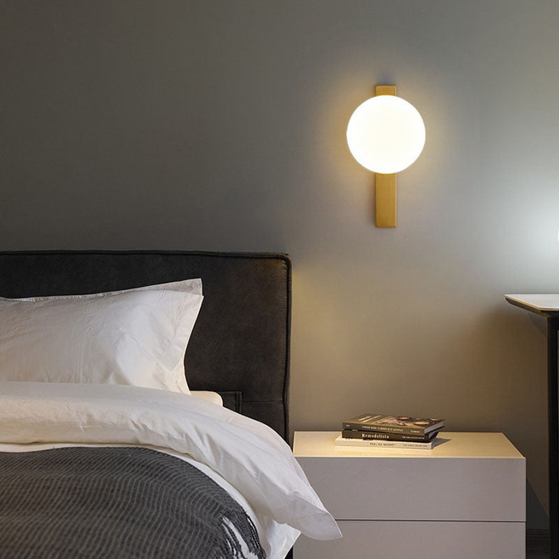 Modern Minimalist Iron Plastic Round LED Wall Sconce Lamp For Bedroom