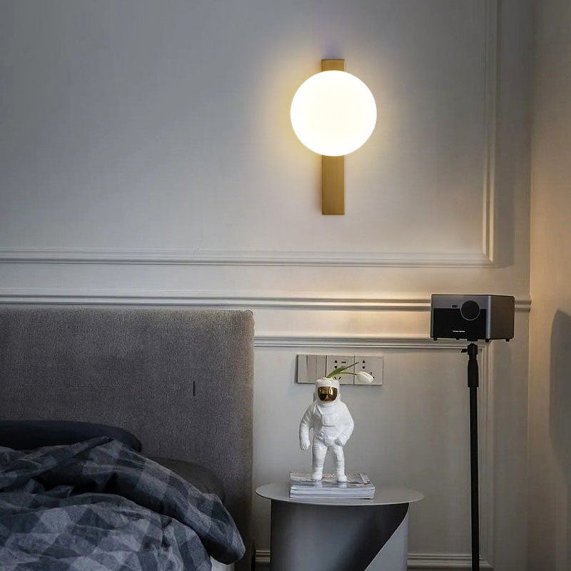 Modern Minimalist Iron Plastic Round LED Wall Sconce Lamp For Bedroom