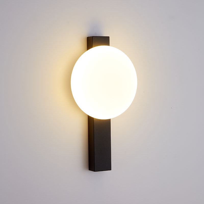 Modern Minimalist Iron Plastic Round LED Wall Sconce Lamp For Bedroom