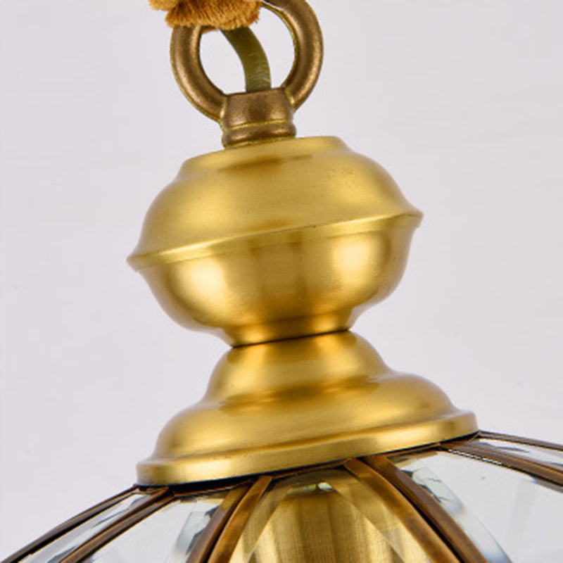 Modern Luxury Copper Glass Round 1-Light Pendant Light For Hallway
