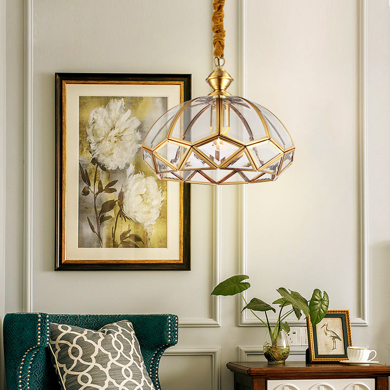 Modern Luxury Copper Glass Round 1-Light Pendant Light For Hallway