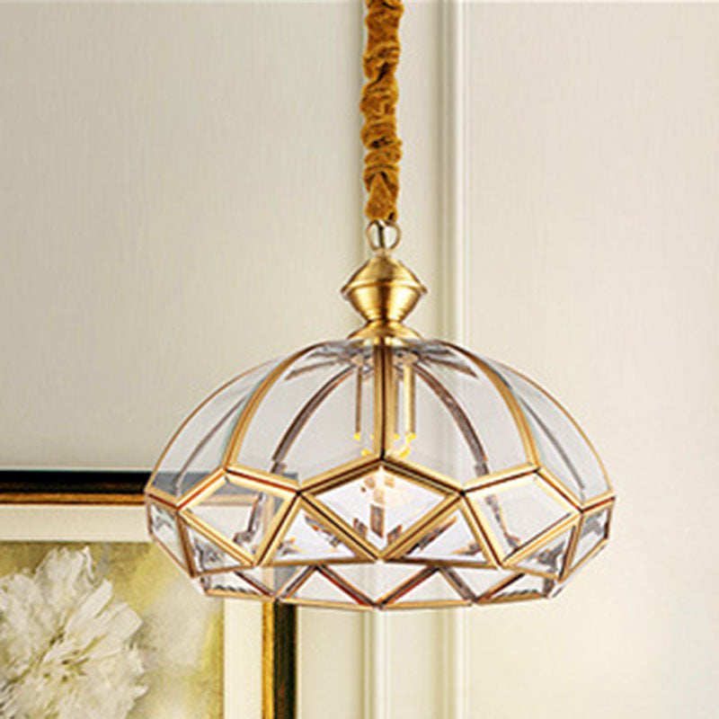 Modern Luxury Copper Glass Round 1-Light Pendant Light For Hallway