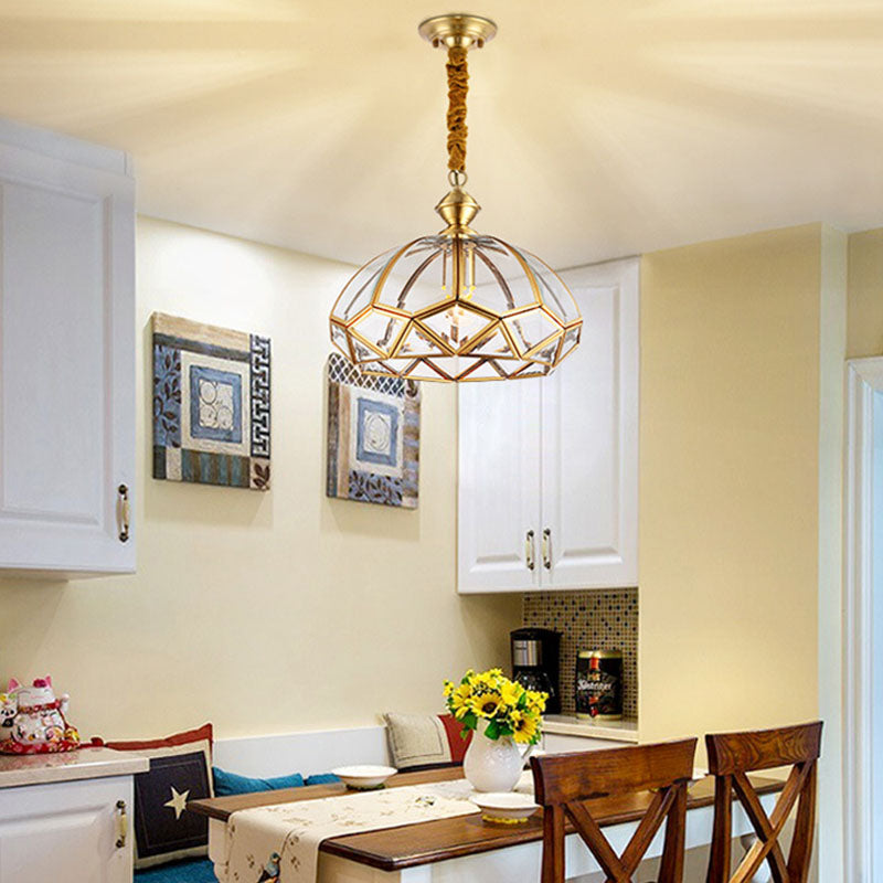 Modern Luxury Copper Glass Round 1-Light Pendant Light For Hallway