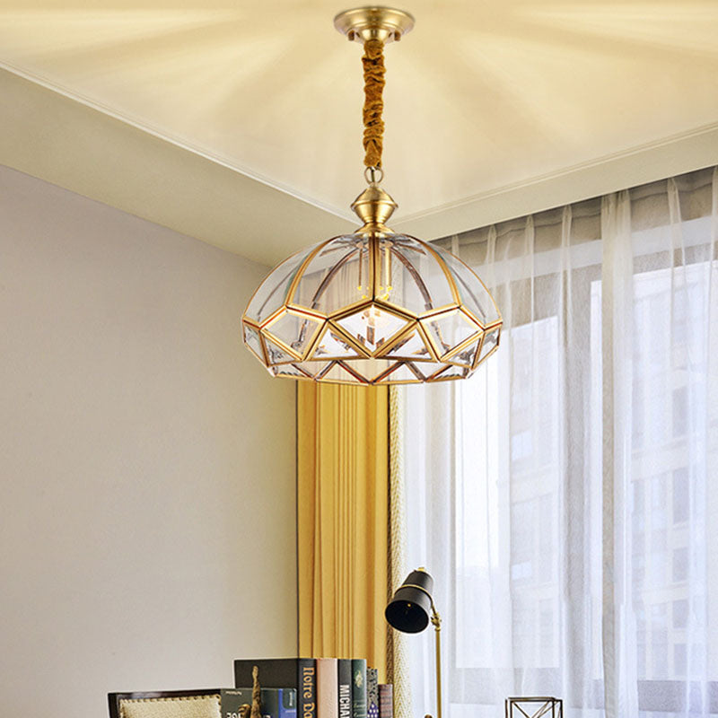Modern Luxury Copper Glass Round 1-Light Pendant Light For Hallway