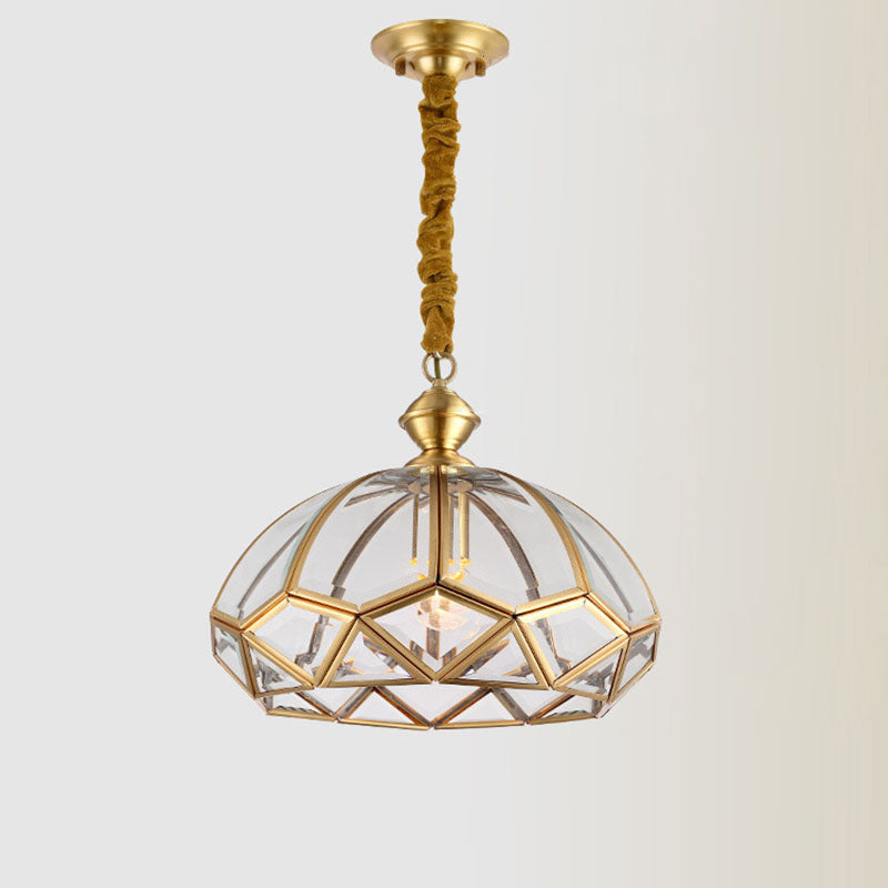 Modern Luxury Copper Glass Round 1-Light Pendant Light For Hallway