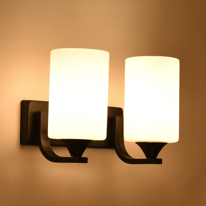 Applique murale linéaire en fer et verre minimaliste moderne 1/2 lumière pour chambre 
