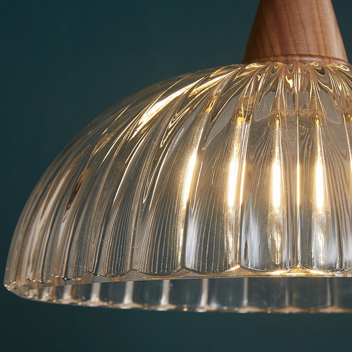 Zeitgenössische skandinavische Kupferglas-Walnuss-Schalen-Pendelleuchte mit 1 Licht für das Esszimmer 