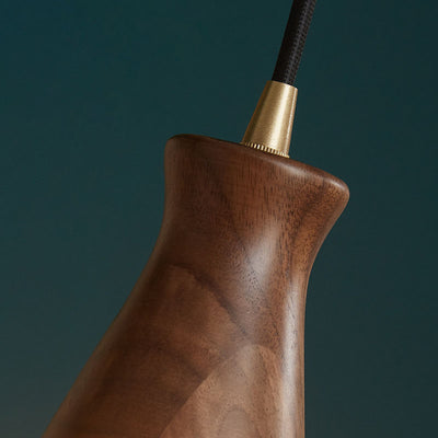 Contemporary Scandinavian Copper Glass Walnut Bowl 1-Light Pendant Light For Dining Room