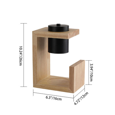 Traditional Japanese Iron Wood Linear 2-Light Melting Wax Table Lamp  For Bedroom