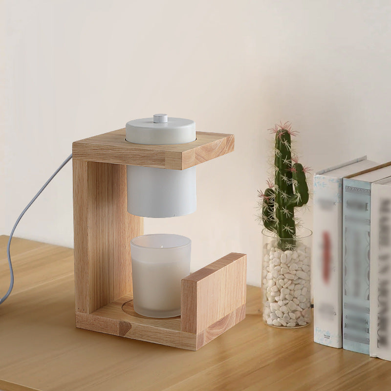 Lampe de table en cire fondue à 2 lumières en bois de fer japonais traditionnel pour chambre 