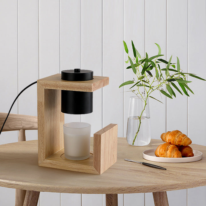 Lampe de table en cire fondue à 2 lumières en bois de fer japonais traditionnel pour chambre 