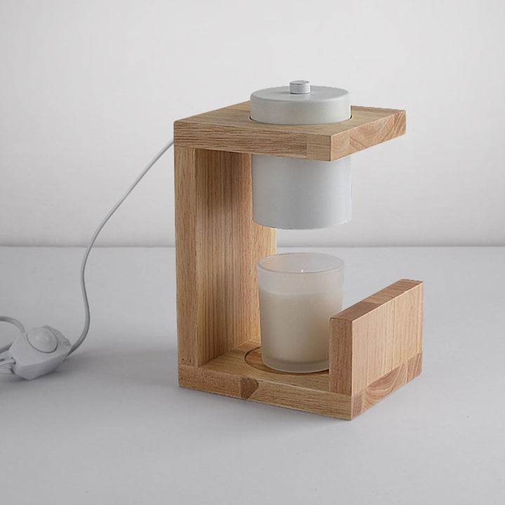 Lampe de table en cire fondue à 2 lumières en bois de fer japonais traditionnel pour chambre 