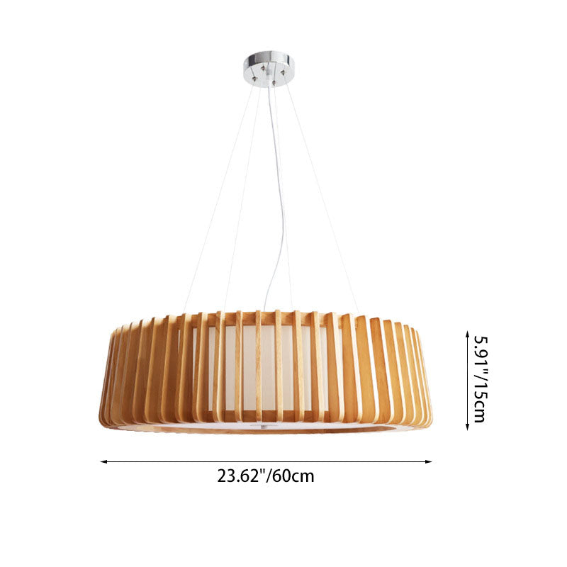 Zeitgenössischer skandinavischer Kronleuchter aus Acrylstoff und Holz, rund, 3/5 Lichter, für das Schlafzimmer 