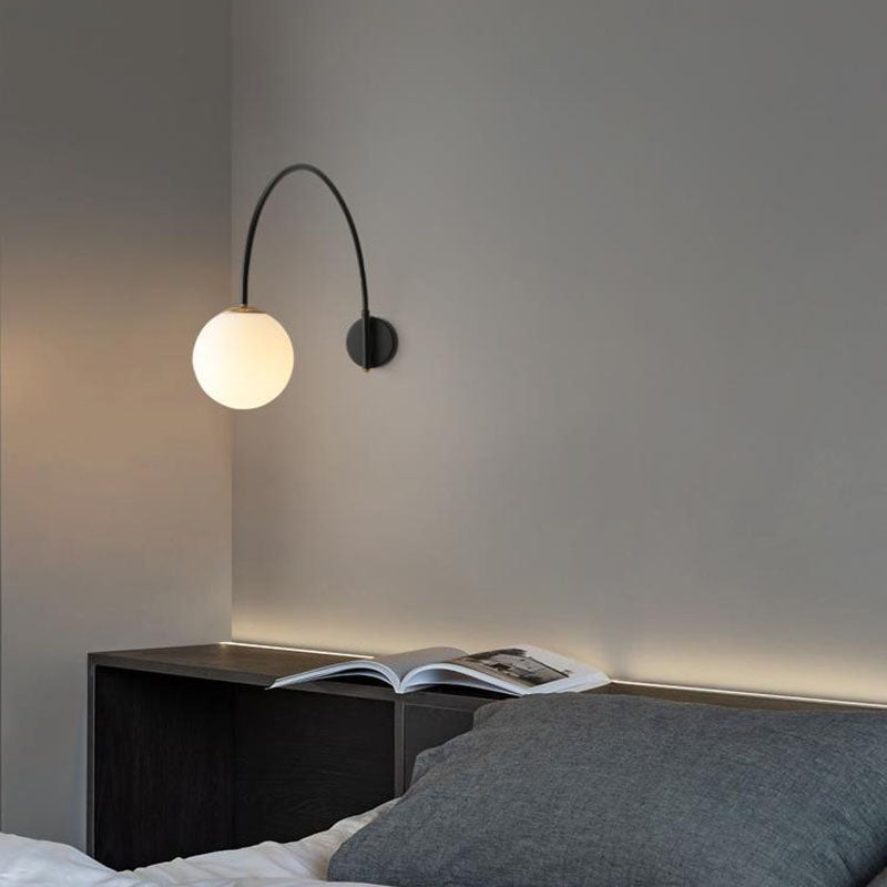 Contemporary Scandinavian Iron Glass Long Stick 1-Light Wall Sconce Lamp For Living Room