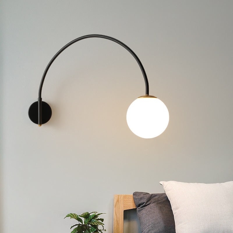 Contemporary Scandinavian Iron Glass Long Stick 1-Light Wall Sconce Lamp For Living Room