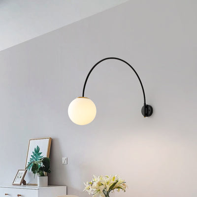 Contemporary Scandinavian Iron Glass Long Stick 1-Light Wall Sconce Lamp For Living Room