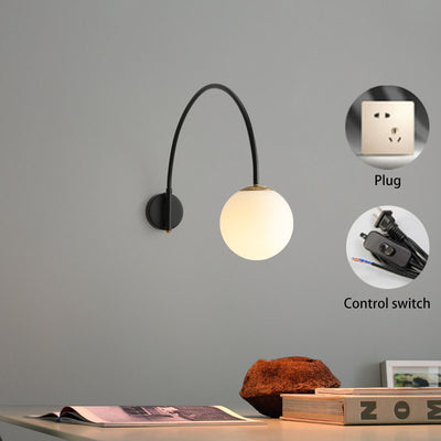 Contemporary Scandinavian Iron Glass Long Stick 1-Light Wall Sconce Lamp For Living Room