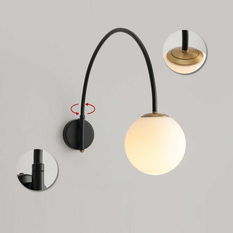 Contemporary Scandinavian Iron Glass Long Stick 1-Light Wall Sconce Lamp For Living Room