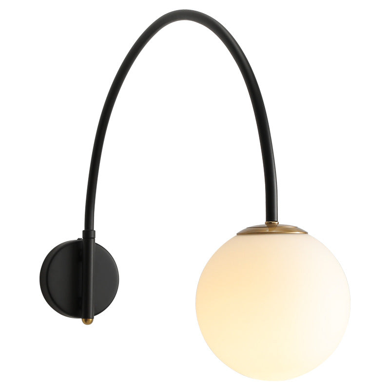 Contemporary Scandinavian Iron Glass Long Stick 1-Light Wall Sconce Lamp For Living Room