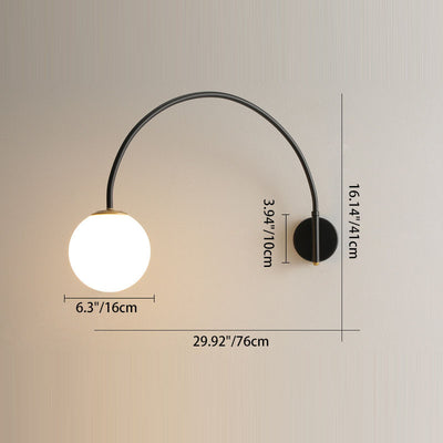 Contemporary Scandinavian Iron Glass Long Stick 1-Light Wall Sconce Lamp For Living Room
