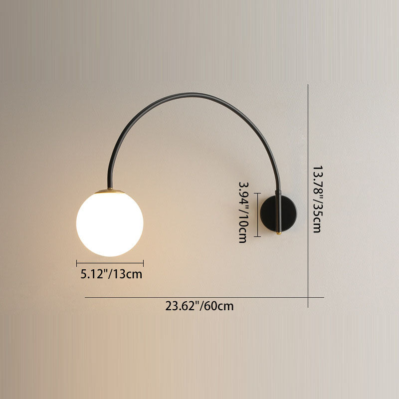Contemporary Scandinavian Iron Glass Long Stick 1-Light Wall Sconce Lamp For Living Room