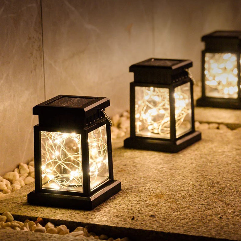 Éclairage extérieur à LED carré en métal ABS PC solaire étanche Art Déco moderne pour jardin 