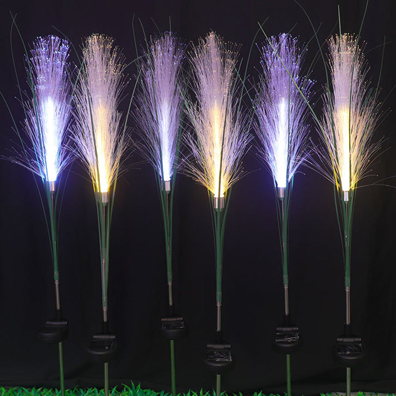 Éclairage paysager LED en fibre de roseau synthétique en acier inoxydable ABS solaire étanche Art Déco moderne pour lumière extérieure de patio extérieur 