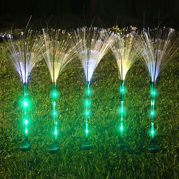 Moderno Art Deco Impermeable Solar ABS Acero Inoxidable Fibra Sintética Caña LED Iluminación de Paisaje Luz Exterior Para Patio Exterior 