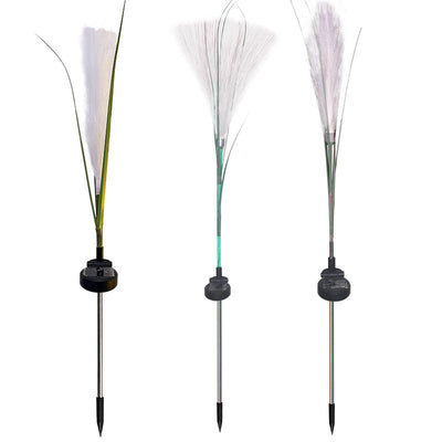 Modern Art Deco Waterproof Solar ABS Stainless Steel Synthetic Fiber Reed LED Landscape Lighting Outdoor Light For Outdoor Patio