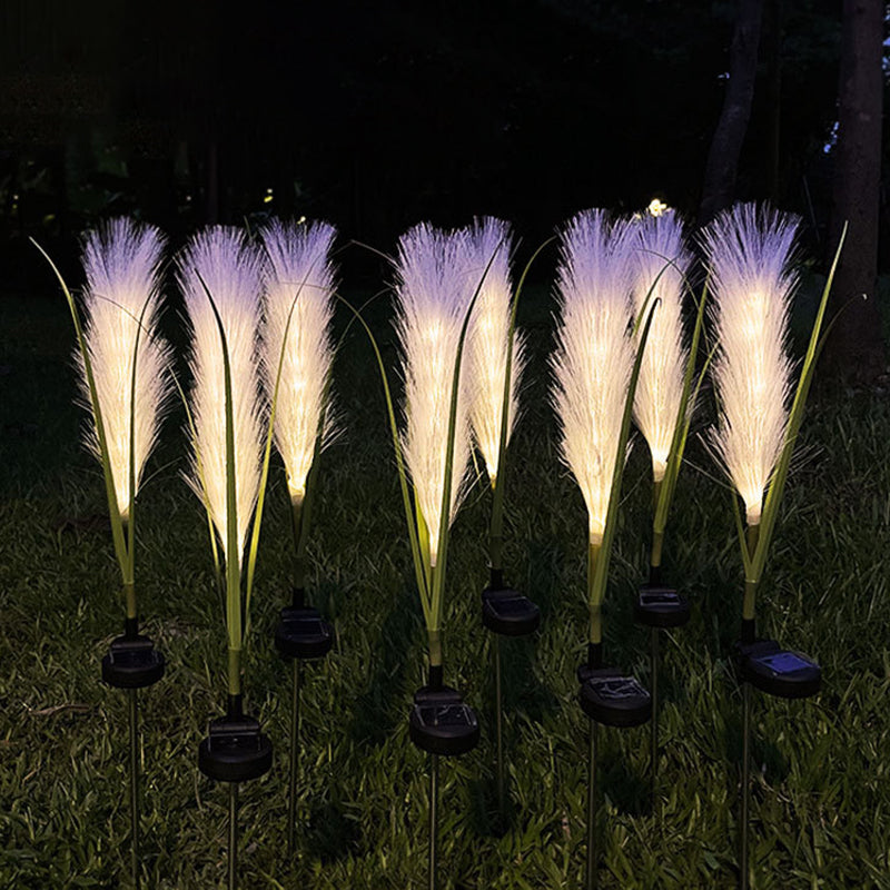 Éclairage paysager LED en fibre de roseau synthétique en acier inoxydable ABS solaire étanche Art Déco moderne pour lumière extérieure de patio extérieur 