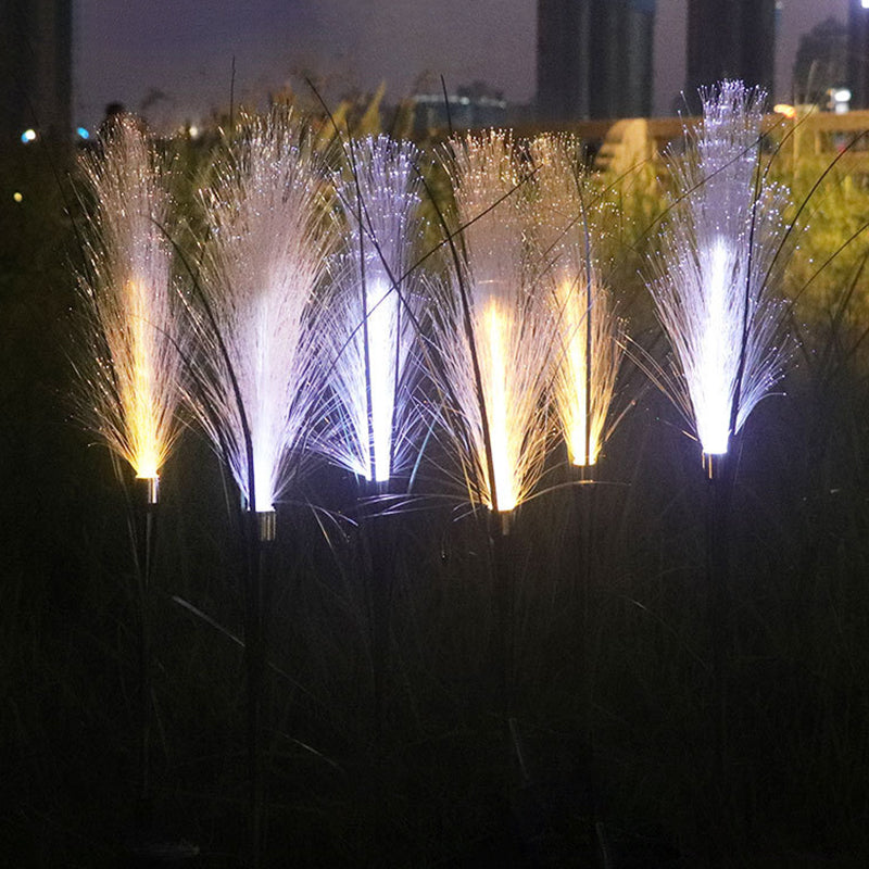 Éclairage paysager LED en fibre de roseau synthétique en acier inoxydable ABS solaire étanche Art Déco moderne pour lumière extérieure de patio extérieur 
