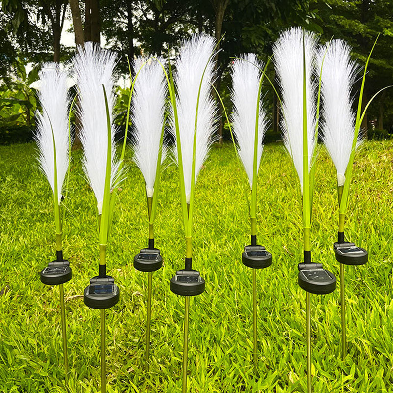 Éclairage paysager LED en fibre de roseau synthétique en acier inoxydable ABS solaire étanche Art Déco moderne pour lumière extérieure de patio extérieur 