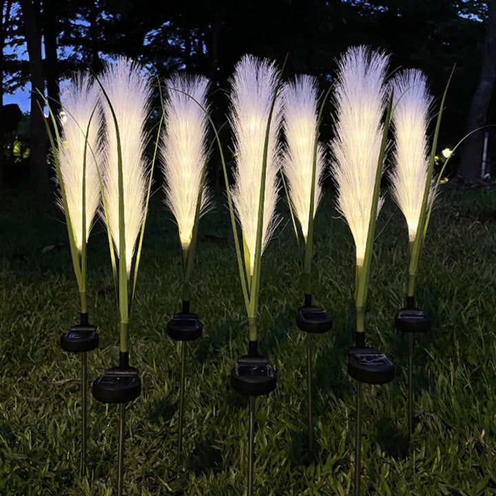 Éclairage paysager LED en fibre de roseau synthétique en acier inoxydable ABS solaire étanche Art Déco moderne pour lumière extérieure de patio extérieur 