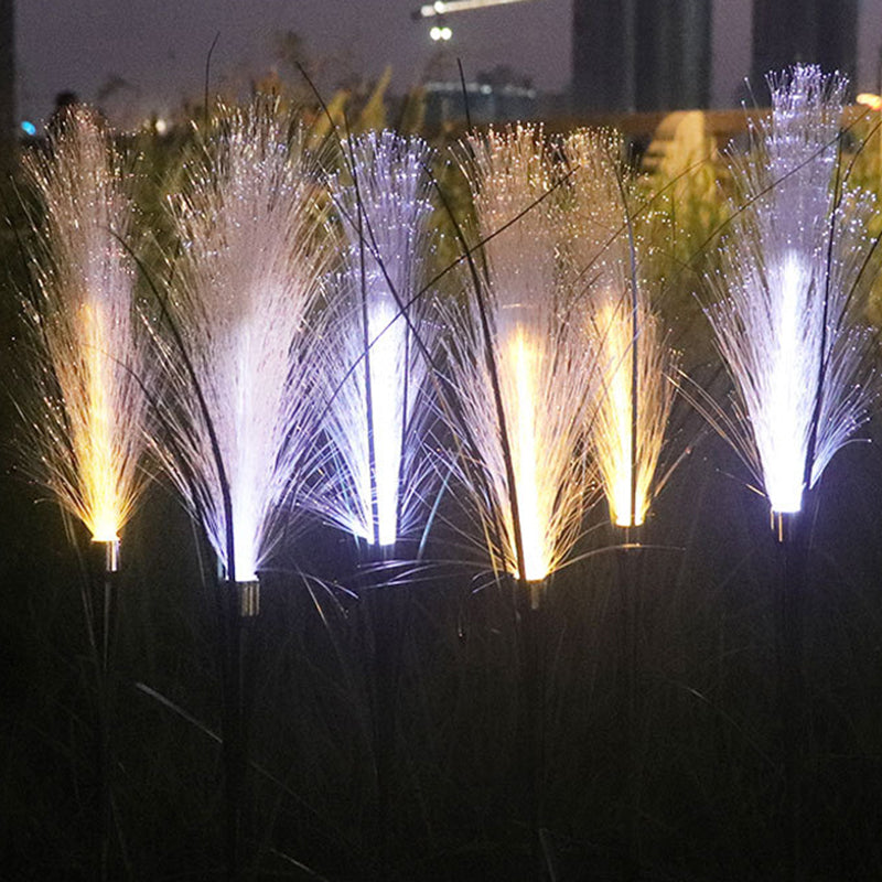 Éclairage paysager LED en fibre de roseau synthétique en acier inoxydable ABS solaire étanche Art Déco moderne pour lumière extérieure de patio extérieur 